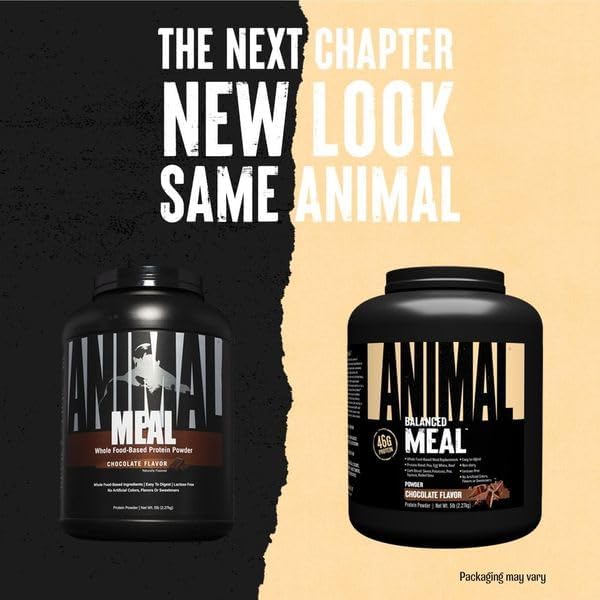 Animal Meal - Protein Shake with Whole Food Ingredients Aids in Muscle Recovery with Egg White Beef &amp Pea Protein Blend Chocolate Flavor 5 lbs
