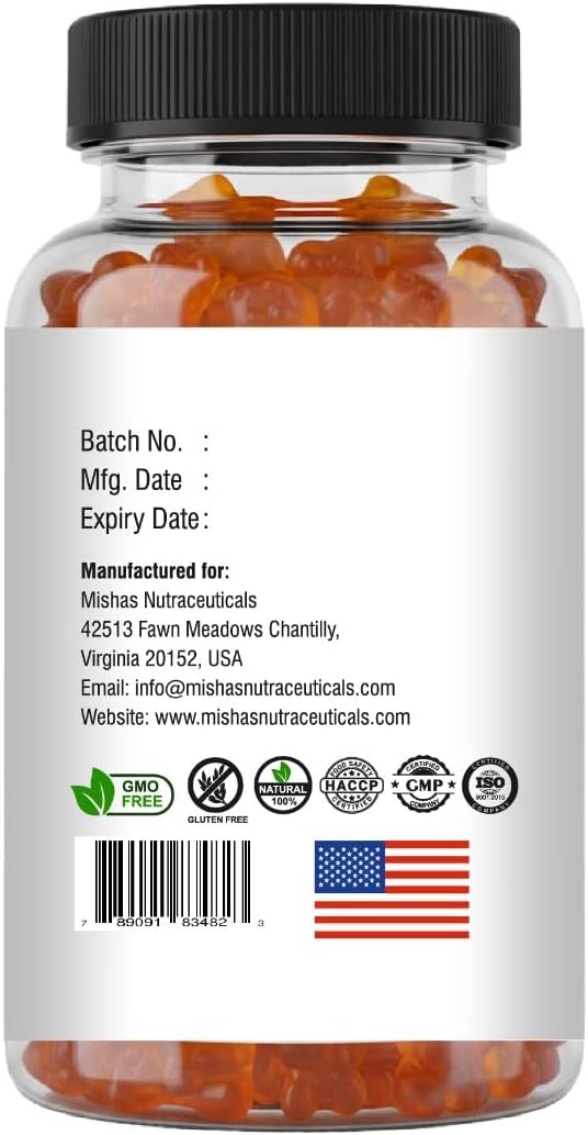 Mishas Nutraceuticals Kids Multivitamin Gummies with Omega 3 Fish Oil (EPA/DHA) Vitamin D3 C B12 B6 Vitamin A K &amp Zinc Immune Support Gluten-Free Three Fruit Flavors 60 Count (30-Day Supp