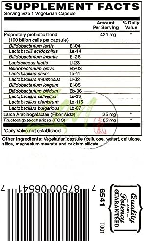 100 Billion Probiotic CFU with 12 Strains 30-Vegcaps - Sustained Release Technology Resist Stomach Acid Shelf Stable - Support for Healthy Digestion &amp Intestinal Ecology Favorable Intestinal Flo