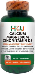 H4U Calcium Magnesium Zinc D3 | 120 Softgels Supplement | Calcium Magnesium Zinc Vitamin D3 | Non-GMO | Gluten-Free | Made in The USA
