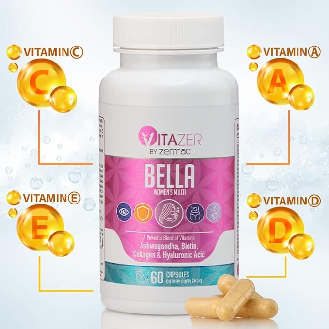 Zermat Multivitamin for Women Vitazer Bella Women's Multi Live a Healthier Life 60 Capsules.