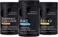 Sports Research Vitamin D3 K2 with Coconut Oil Turmeric Curcumin C3 Complex Softgels with Bioperine Black Pepper Extract &amp Organic Coconut Oil and N-Acetyl L-Cysteine (NAC) 600mg Veggie Capsules