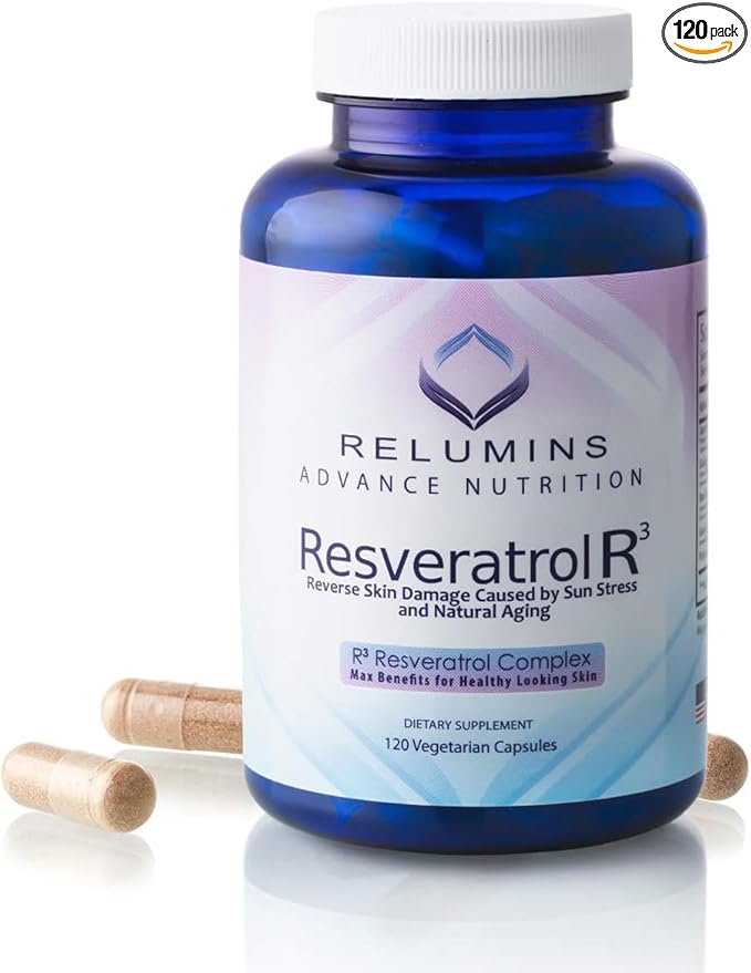 Relumins Resveratrol 600mg Supplement – High-Potency Antioxidant with Grape Seed &amp Red Wine Extract – Supports Skin Heart Health &amp Immune System – 120 Vegan Capsules