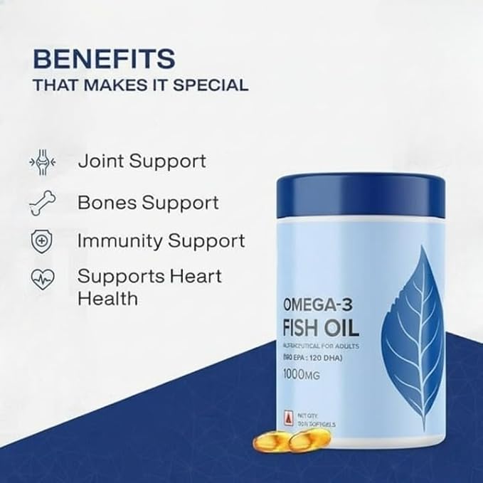 Omega 3 Fish Oil 1000mg (180 EPA 120 DHA) 50 softgelsNatural Nutrition Supplement for Muscle Heart &amp Skin