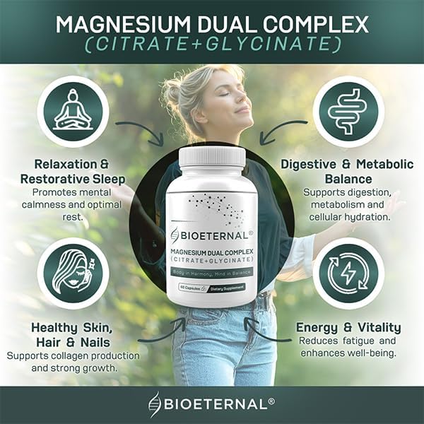 Magnesium Dual Complex Citrate + Glycinate Formula 60 Capsule 600 MG