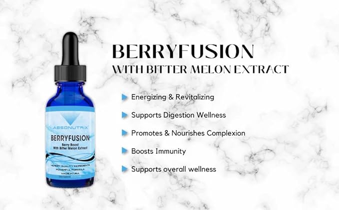 Absonutrix BerryFusion 390 mg 4 FL OZ Liquid 302 Servings Made in USA Plant-Based Ingredients Blueberry Extract Bitter Melon Gluten-Free Non-GMO