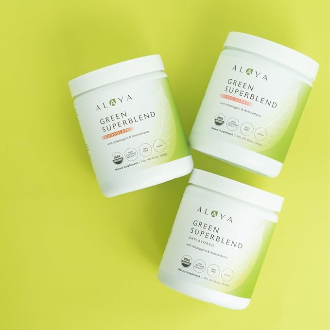 Alaya Organic Super Greens Powder – Superfood Blend with Spirulina Chlorella Probiotics Digestive Enzymes Adaptogens &amp Fiber – Vegan USDA Organic Non-GMO 30 Servings Mixed Berry