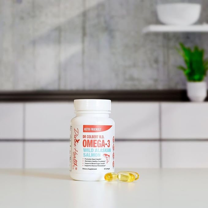 Dr. Colbert MD Wild Alaskan Salmon Omega-3 | 1000mg Salmon Oil | Omega-3 | DHA &amp EPA | 30 Day Supply | 30 Softgels