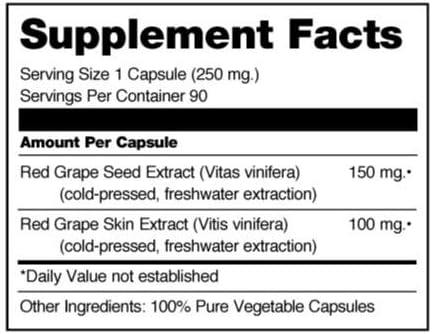 Seagate Products Grape Seed Extract Supplements 250mg 90 Veg Capsules