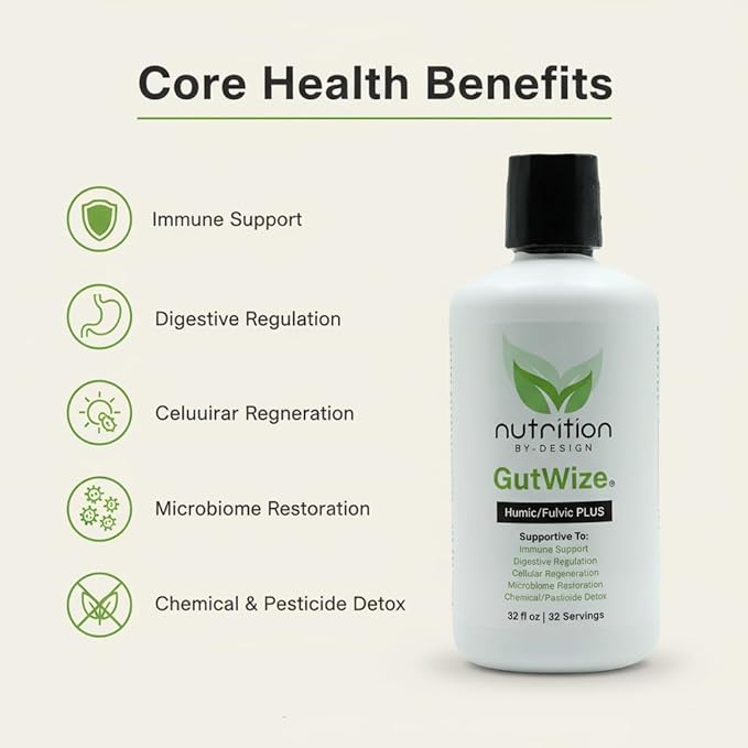 GutWize Total Health Bundle – 2 Bottles 100% Postbiotic + 2 Bottles Humic/Fulvic Blend – Gut &amp Digestive Support Microbiome Balance Natural Wellness Supplement Pack