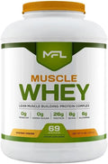 MFL Muscle Whey Protein 5 lbs l 26g of Protein l 8g BCAAs l 6g Glutamine l Low Carbs l 69 Servings (Banana Cream)