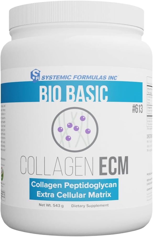 VitaBoost Systemic Formulas Collagen ECM #613 Bio Basic Collagen Powder Promotes Hair Nail Skin Collagen Supplement and Keychain Pill Holder