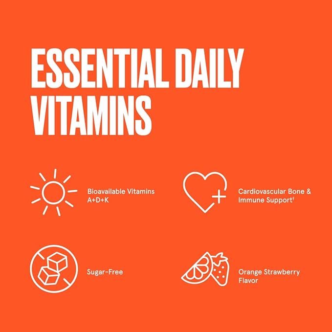 Bulletproof Sugar-Free Orange Strawberry Vitamins A+D+K Gummies 60 Count Keto Supplement for Heart Bone and Immune Support New and Improved Formula and Texture Packaging May Vary