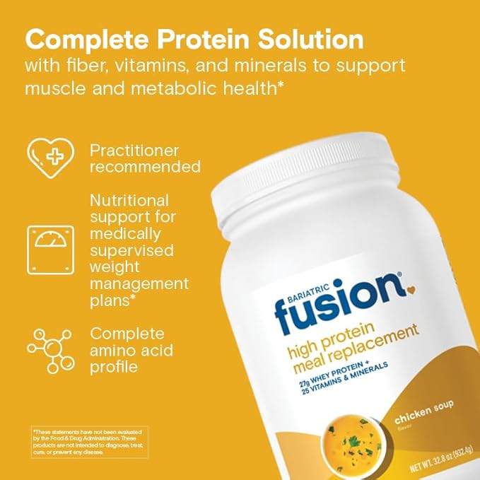 Bariatric Fusion Chicken Soup Meal Replacement 27g Protein Powder 21 Serving Tub for Bariatric Surgery Patients Including Gastric Bypass and Sleeve Gastrectomy - No Gluten Aspartame or Sugar