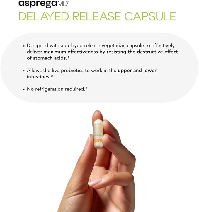 Asprega 30CT - Probiotic + Prebiotic Supplement | 17 Strains 35 Billion CFUs | Delayed Release | Saccharomyces Boulardii | for Men &amp Women | by ScimeraMD 2-Pack