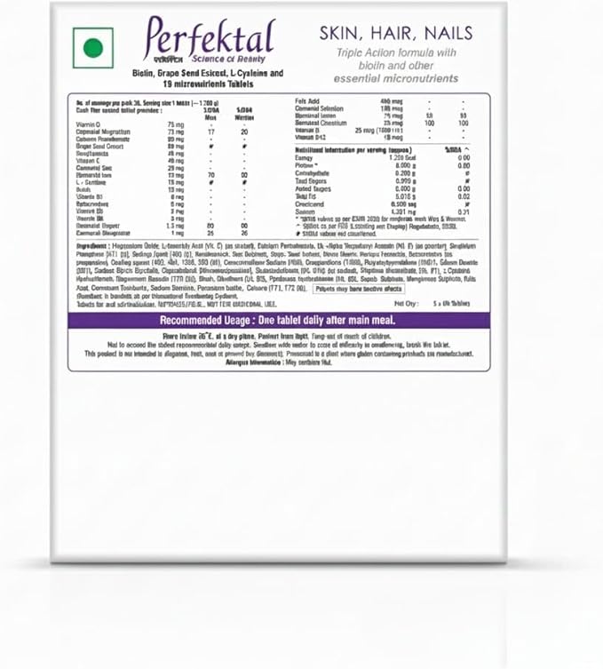 Hair Skin Nail Supplement Triple Action Formula enriched with Biotin Zinc SeleniumGrape Seed Extract for Healthy Skin Hair and Nails | Gluten Free Vegetarian Tablets(Pack of 1)