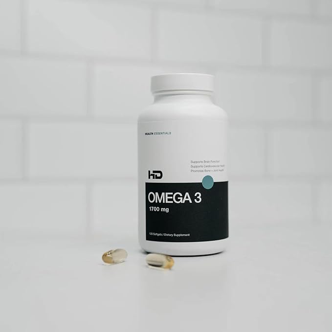 HD MUSCLE HealthHD Omega-3 Fish Oil | 1700mg Ultra High Potency Omega-3 Triglyceride | DHA &amp EPA | Heart Health Support | 60 Servings / 120 Softgels