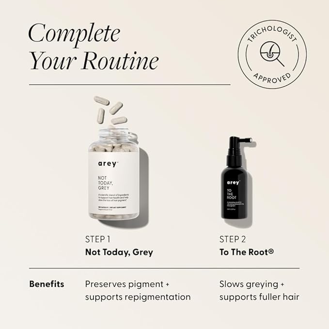 Arey Not Today Grey Daily Hair Supplement for Women &amp Men | Slows Grey Hair Growth in 3–6 Months | Support for Thicker Healthier Hair | Biotin B + D Vitamins | Vegan &amp Gluten-Free (3 Months