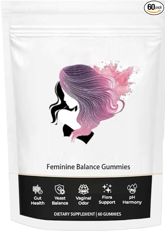 Feminine Balance Gummies for Women - Vegan Pineapple Flavor Gummy Supplement Supports Vaginal pH &amp Healthy Flora 60 Count for 30 Day Supply