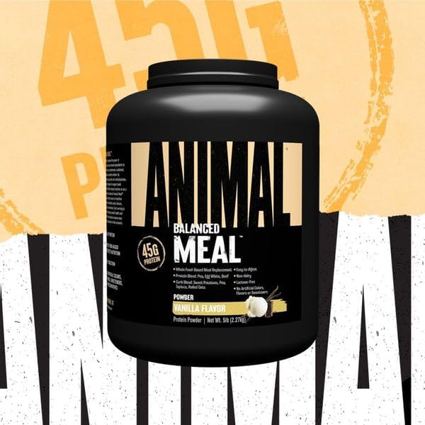 Animal Meal - Protein Shake with Whole Food Ingredients Aids in Muscle Recovery with Egg White Beef &amp Pea Protein Blend Vanilla Flavor 5 lbs