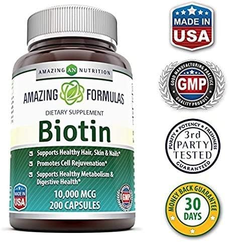 Amazing Nutrition Biotin 10000 Mcg Dietary Supplement 200 Capsules (200 Capsules (Pack of 3))