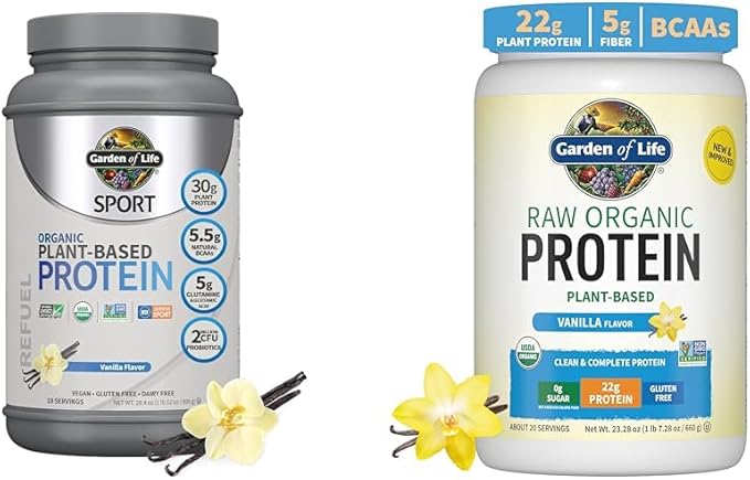 Garden of Life Organic Vegan Sport Protein Powder Vanilla &amp anilla Protein Powder 22g Complete Plant Based Raw Protein