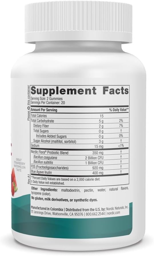 Nordic Naturals Zero Sugar Probiotic Gummies - Strawberry Watermelon Flavor - 40 Gummies - Supports Digestive Wellness &amp Immune Health - Non-GMO - Third Party Tested - Vegan - 20 Servings