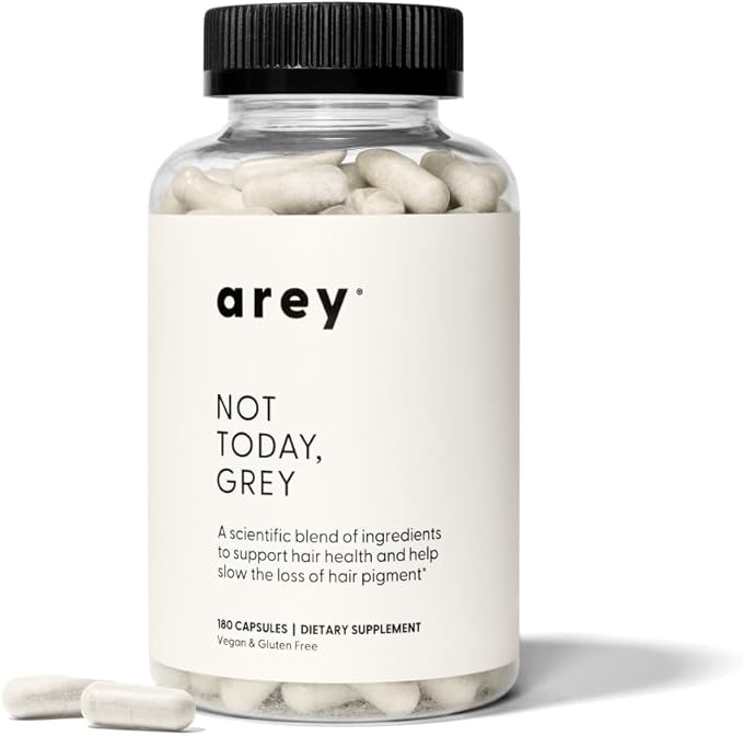 Arey Not Today Grey Daily Hair Supplement for Women &amp Men | Slows Grey Hair Growth in 3–6 Months | Support for Thicker Healthier Hair | Biotin B + D Vitamins | Vegan &amp Gluten-Free (3 Months
