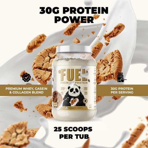 Underground Bio Labs Panda Fuel Premium Protein WheyHydrolyzed CollagenCaseinProbiotics Enzymes Keto FriendlyTime Release 25 Servings (2.5 Pound Cookies &amp Cream)