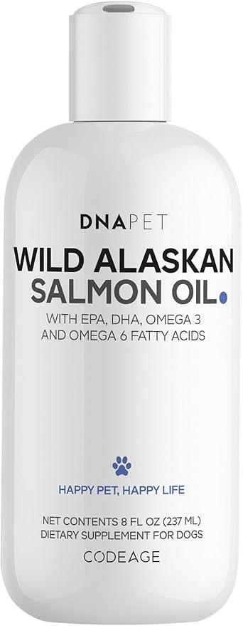 Wild Alaskan Salmon Oil for Dogs - EPA DHA Omega 3 &amp 6 Fatty Acids for Pets - Liquid Fish Oil Supplement for Dogs - All Breeds - 8 fl oz