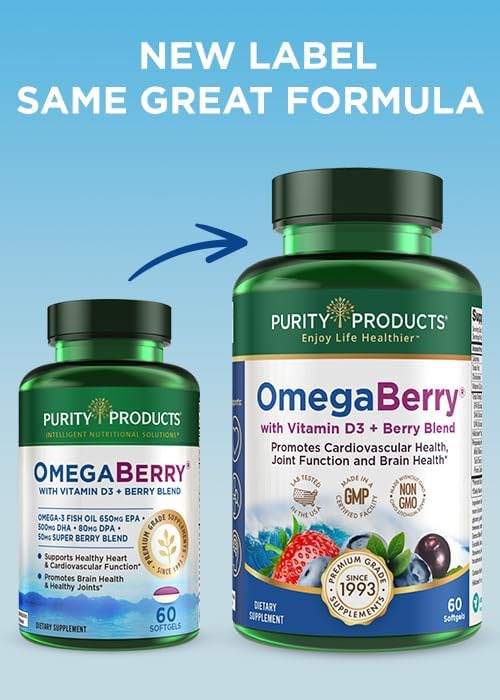 Purity Products Women’s Perfect Multi + OmegaBerry Fish Oil Women's Multi (Supports Urinary Tract Health Immune Bone Hair Skin Nails + More) - OmegaBerry (1250mg Omega-3 Vitamin D3 + More)