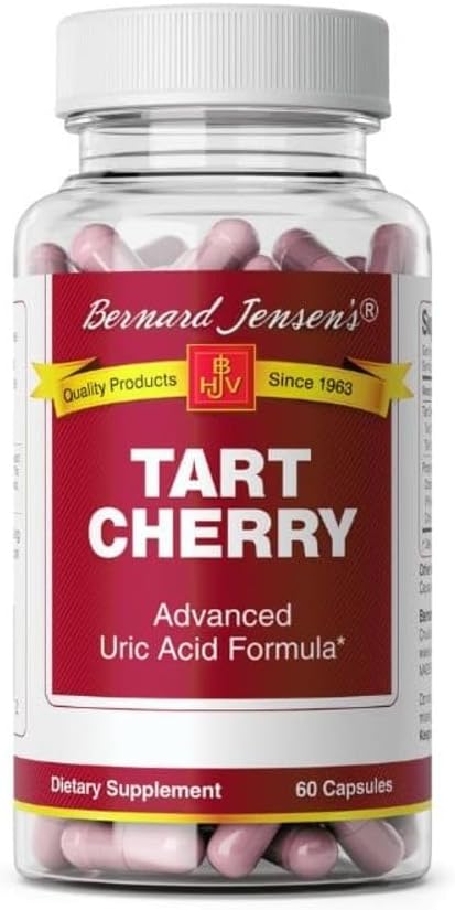 Bernard Jensen's Products Tart Cherry Uric Acid Formula 60 Tapioca Capsules - Traditional Kidney Support Supplement for Joint Mobility Muscle Recovery &amp Healthy Sleep Cycles - Vegan &amp Non-GM
