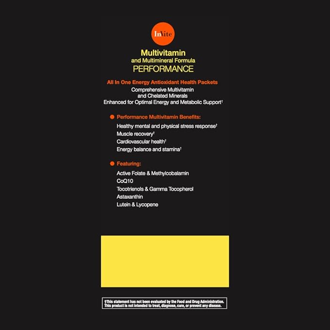 Invite Health Performance Vitamin - Comprehensive Daily Multivitamin with Enhanced Support for Athletes and Active People - 30 Day Supply