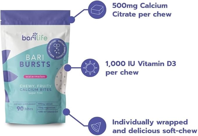 Bari Life Just One Chewable: Once Daily Bariatric Multivitamin + Iron and and BariBurst Calcium Citrate Soft Chews for Gastric Bypass Gastric Sleeve and Duodenal Switch (Butter Toffee)