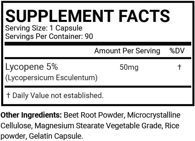 1 Bottle Lycopene 50mg 90 Capsules