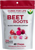 Beet Root Heart Chews Nitric Oxide and Blood Pressure Support Grape Seed Extract &amp Non-GMO Beet Root Powder Energy Supplement Pomegranate Berry Flavor 60 Count