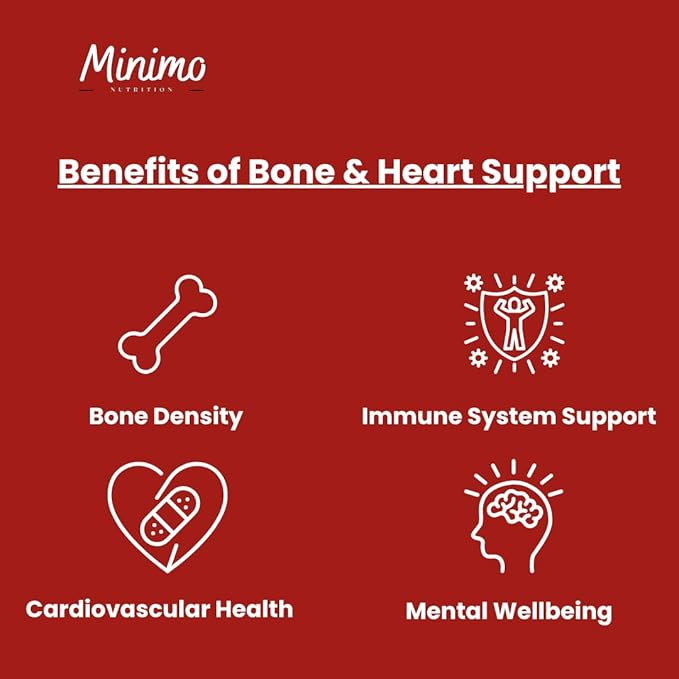 Bone &amp Heart Support K2 + D3-3rd Party Tested Supports Bone and Cardiovascular Support 60 Capsules