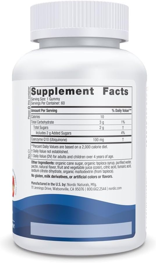 Nordic Naturals CoQ10 Gummies Strawberry - 60 Gummies - 100 mg Coenzyme Q10 (CoQ10) - Great Taste - Heart Health Cellular Energy Production Antioxidant Support - Non-GMO Vegan - 60 Servings