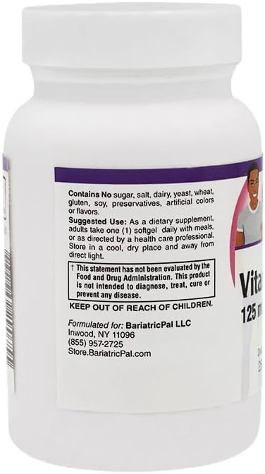 BariatricPal Vitamin D-3 125mcg (5000 IU) - Easy Swallow Vegetarian Softgels (250ct Bottle)