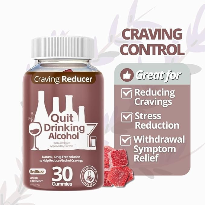 Quit Drinking Alcohol Aid | 100% Drug-Free Natural Works Fast Support Gummies to Help Less Cravings Suppress Triggers Before During &amp After Quitting