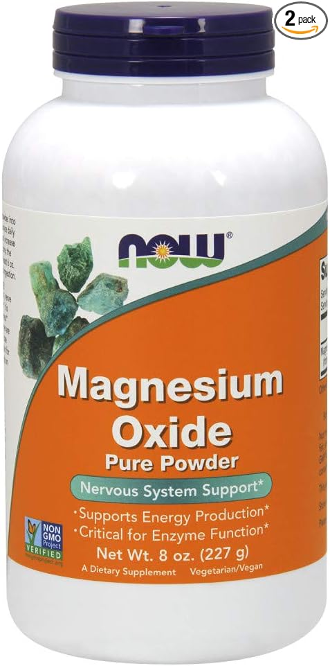 NOW Magnesium Oxide Powder 8-Ounce (Pack of 2)