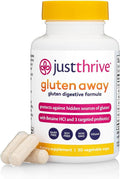 Just Thrive Gluten Away - 30 Servings Digestive Enzymes + Probiotic Support for Gluten Defense - Vegan Gut Health Supplement