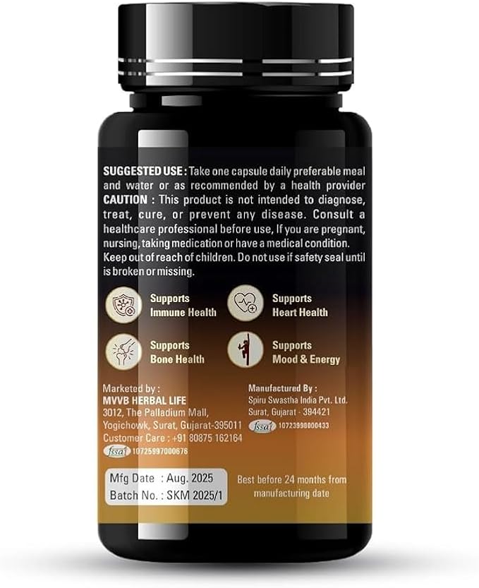 Vitamin D3 K2 Capsules | 90 Veg Capsules | 2 in 1 Support for Heart Health | Strong Bones &amp Muscle Strength | Immunity &amp Mood Booster | Dietary Supplement