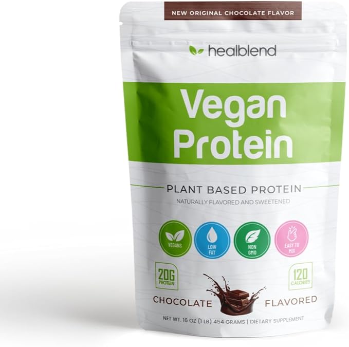 healblend Plant-Based Protein Powder Vegan Dietary Supplement - Gluten-Free Non-GMO Erythritol-Free Soy-Free Dairy-Free Pea Protein for Women and Men