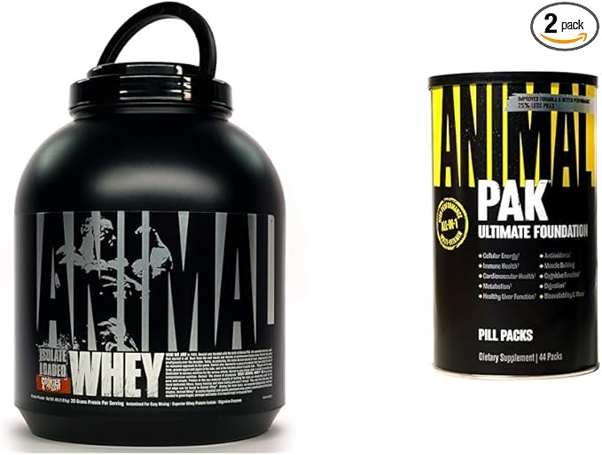Animal Whey Isolate Protein Powder Loaded for Post Workout and Recovery &amp Pak - Convenient All-in-One Vitamin &amp Supplement Pack