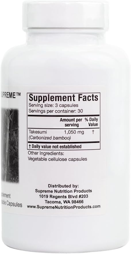 Supreme Nutrition Takesumi Supreme 90 Pure Activated Bamboo Charcoal Vegetarian Capsules