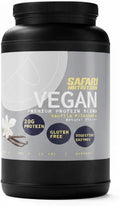 Safari Nu 100% Vegan Premium Protein Powder Creamy Vanilla - 20G of Protein - Certified Organic Protein Blend - Natural Ingredients (2 Pounds Vanilla Vegan)