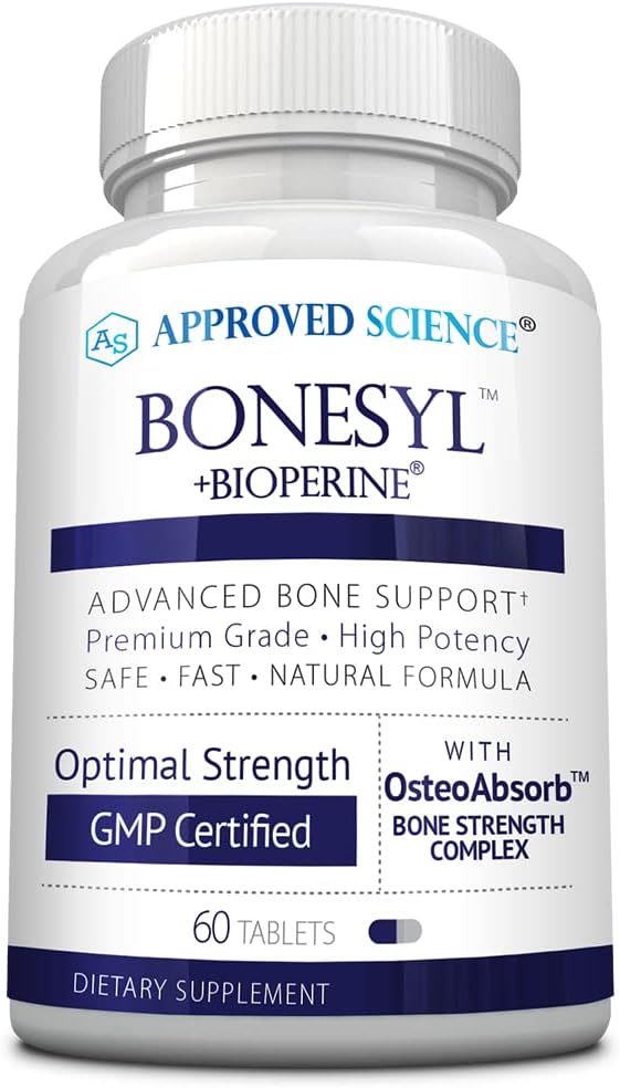 Approved Science Bonesyl - Strengthen Bones Limit Bone Density Loss - Maintain Overall Bone Health - K2 BioPerine and Magnesium - 60 Tablets - Vegan - Made in USA
