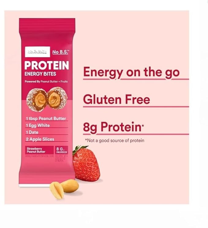 Protein Energy Bites Gluten Free Protein Balls Strawberry Peanut Butter 24.6 oz (28 Bites)