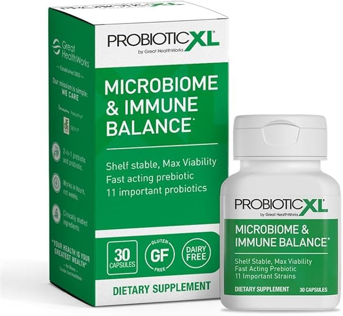 OmegaXL ProbioticXL - Probiotic &amp Prebiotic Shelf Stable - Blend 11 Strains - Promote Healthy Gut Flora Growth 12.5 Billion CFU - Non-GMO Gluten-Free - 30 Veggie Caps